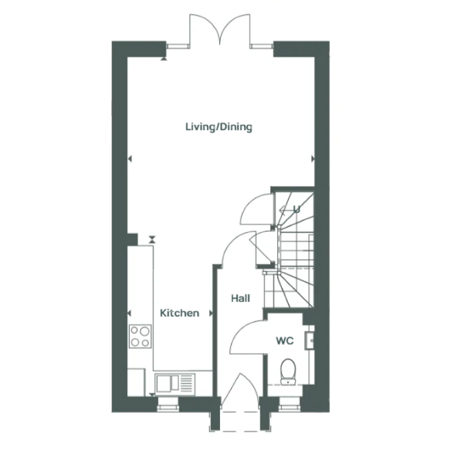 Coopers Hill 2 bed house variation plot 5,6 ground floor-01